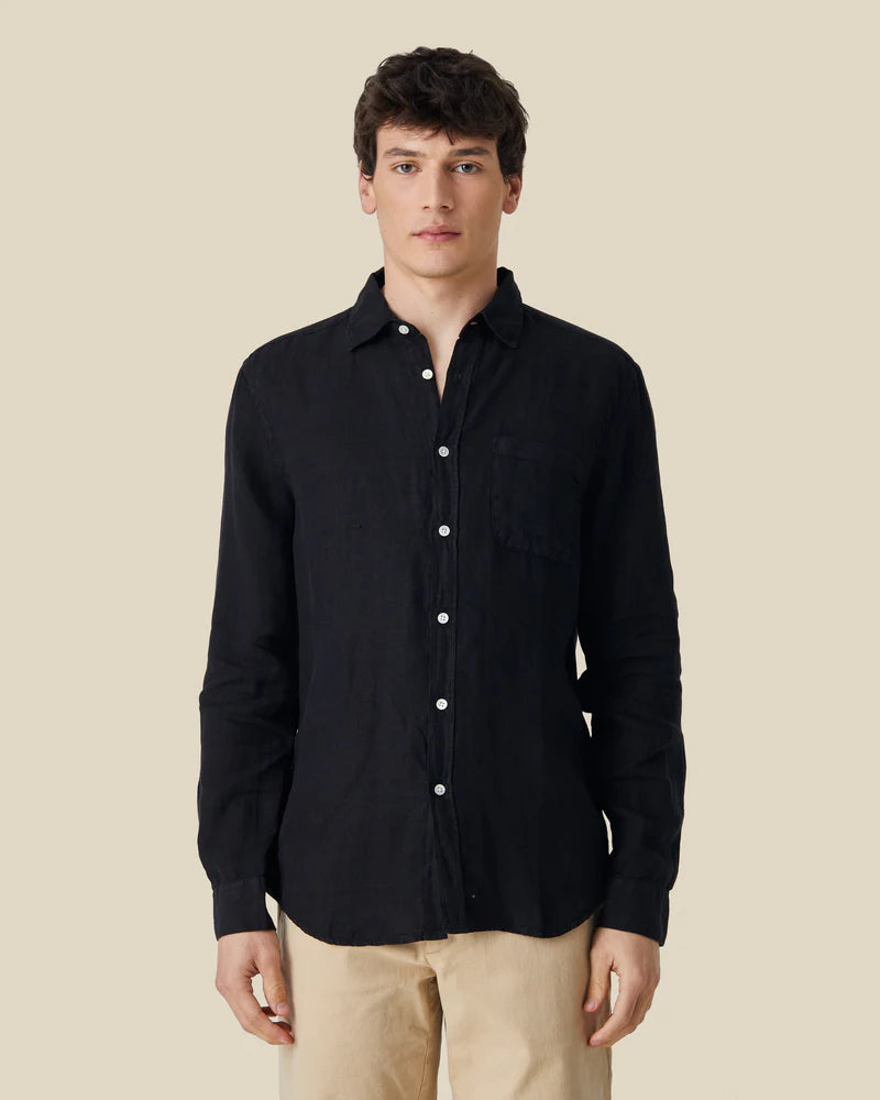 Portuguese Flannel 100% Linen Shirt Black