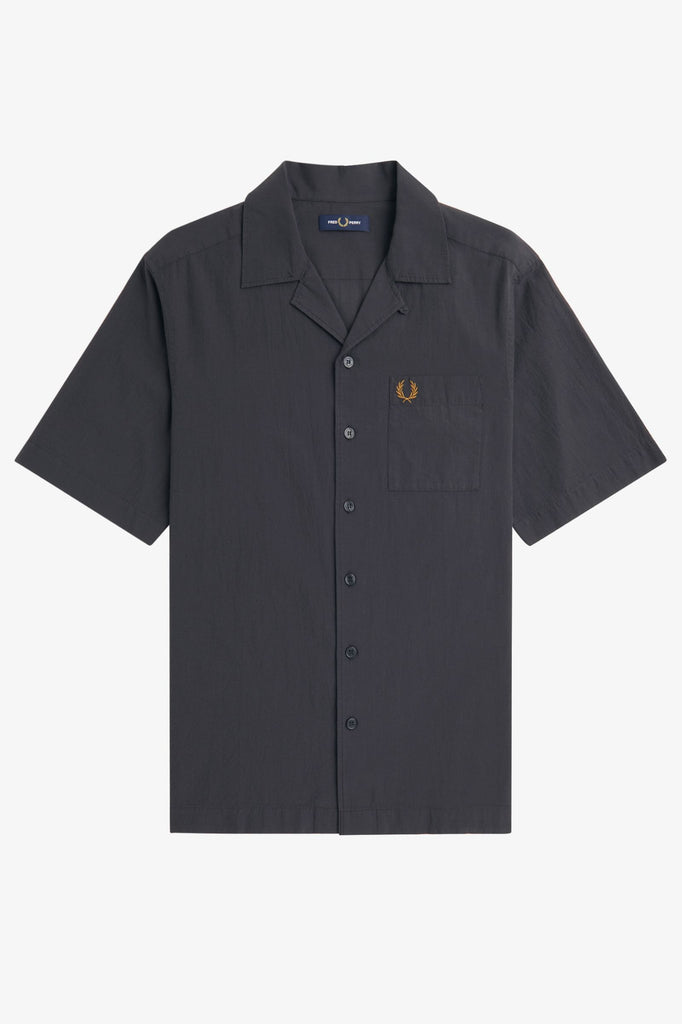 Fred Perry Lightweight Texture Revere Collar Shirt Anchor Grey