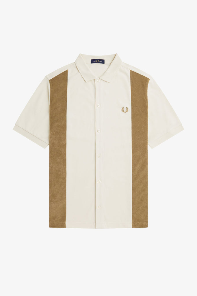 Fred Perry Towelling Panel Polo Shirt Ecru