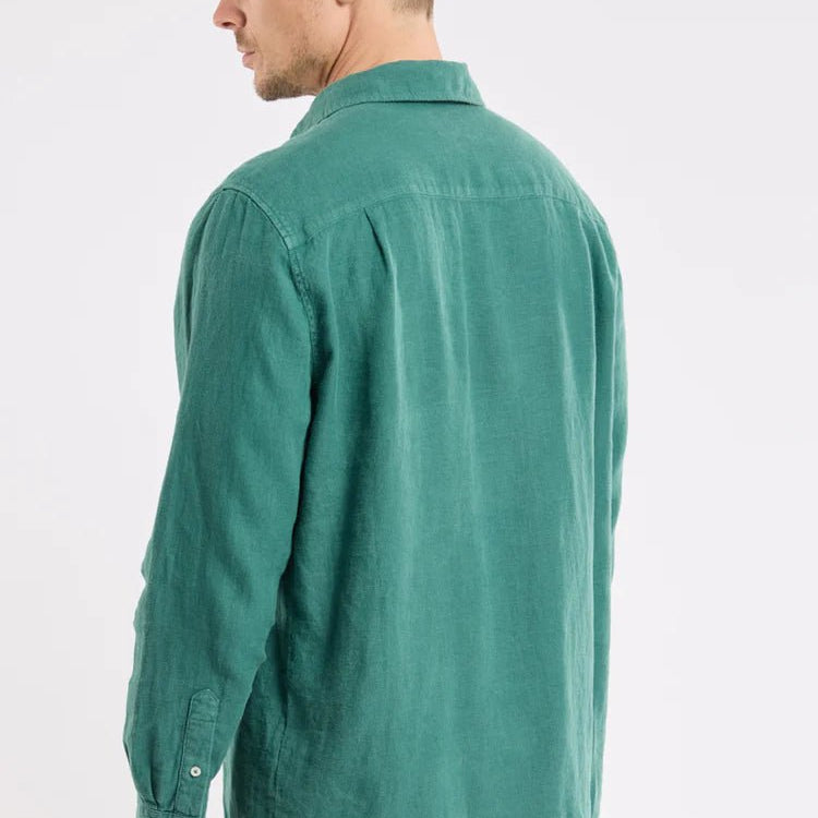 Armor Lux Comfort Fit Shirt Linen Dark Ivy - Steranko Clothing Manchester