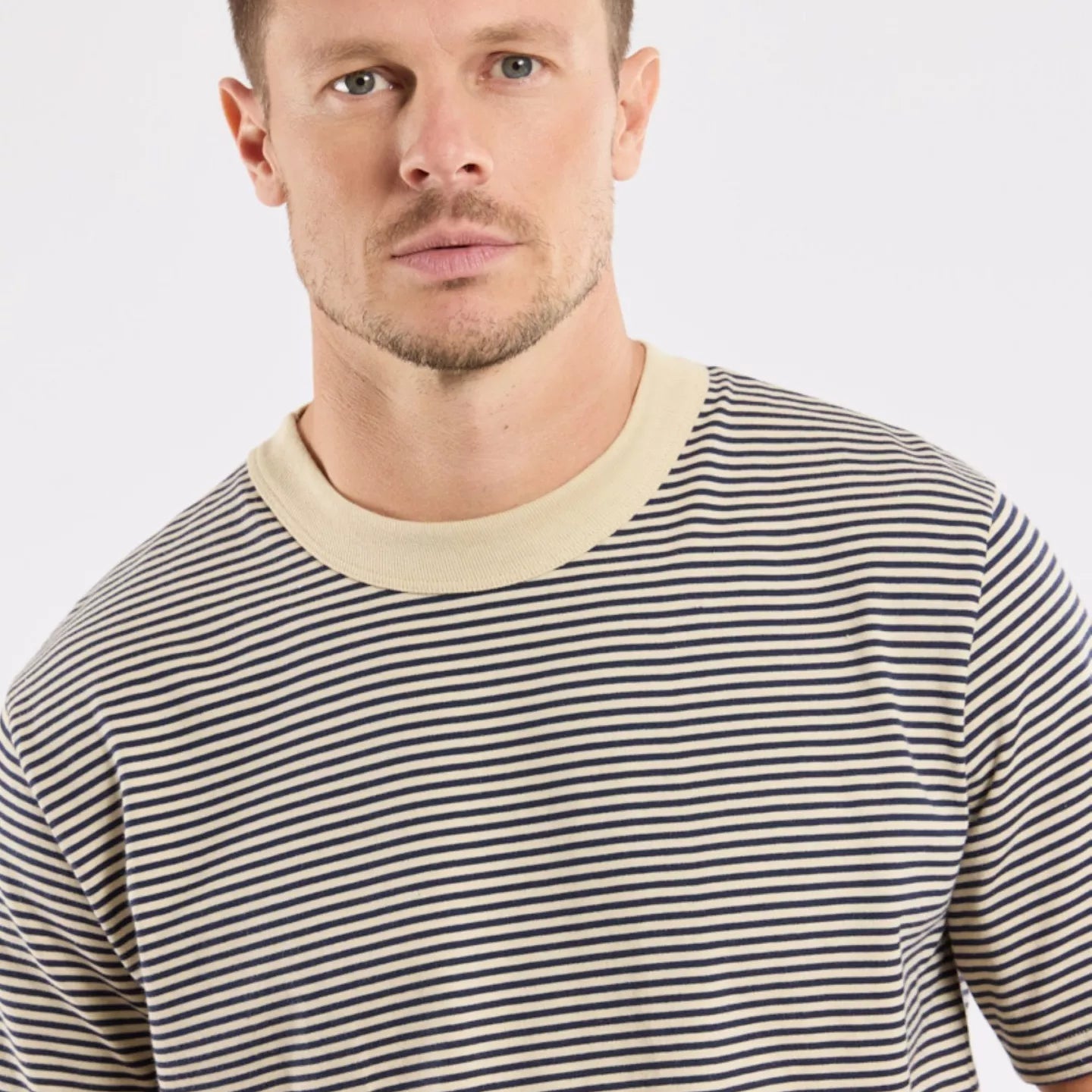 Armor Lux Heritage Stripe T-Shirt Gravel Marine Deep - Steranko Clothing Manchester