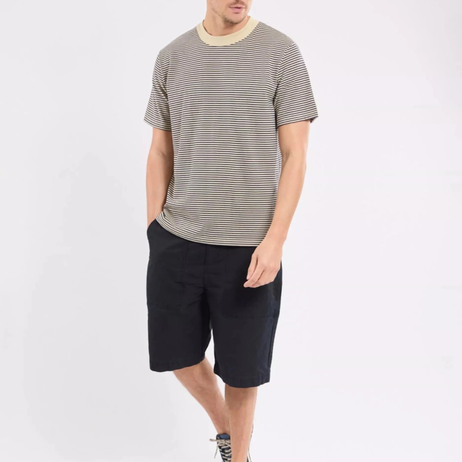 Armor Lux Heritage Stripe T-Shirt Gravel Marine Deep - Steranko Clothing Manchester