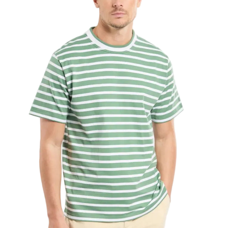 Armor Lux Striped Heritage T-Shirt Ivy / Blanc - Steranko Clothing Manchester