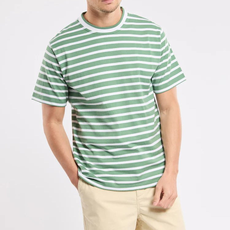 Armor Lux Striped Heritage T-Shirt Ivy / Blanc - Steranko Clothing Manchester