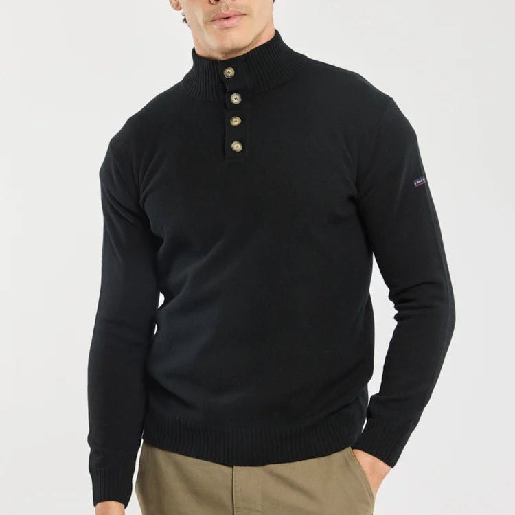 Armor Lux Trucker Neck Wool Sweater Black Slate - Steranko Clothing Manchester