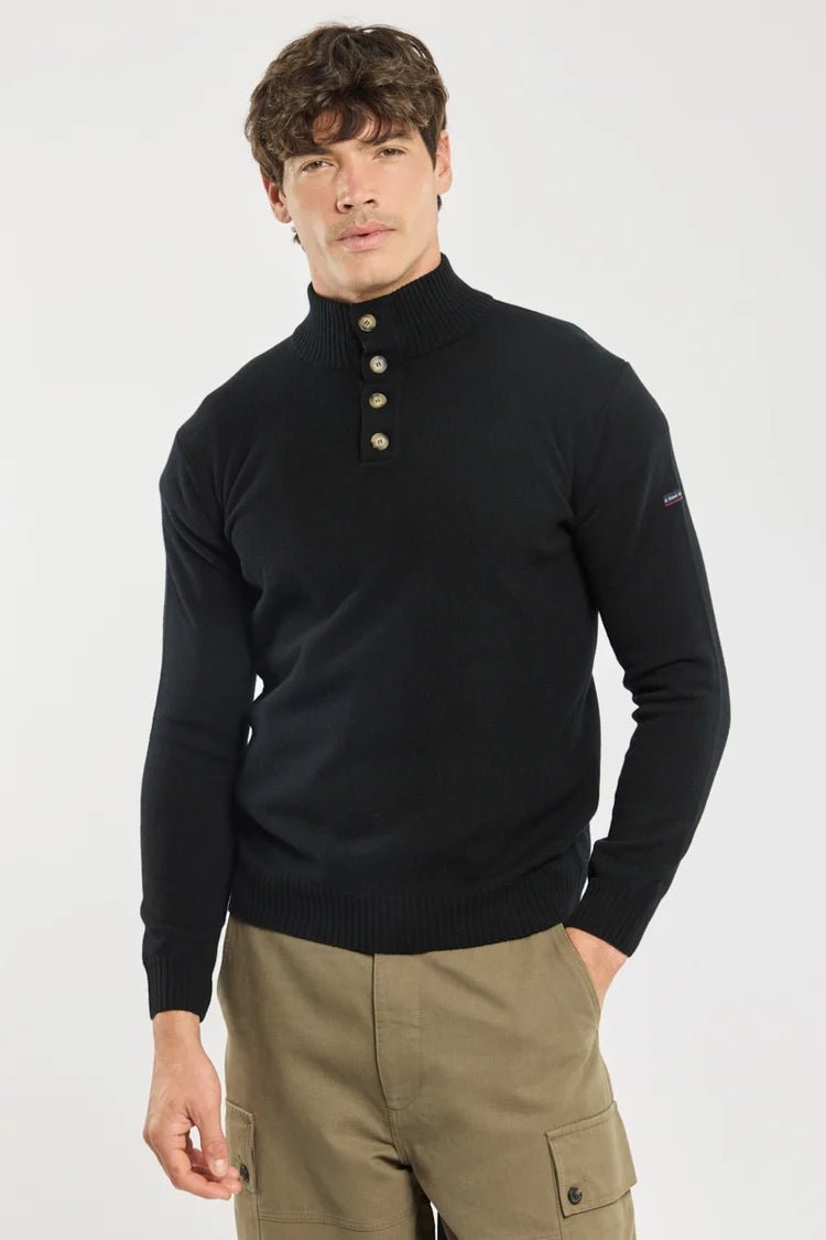 Armor Lux Trucker Neck Wool Sweater Black Slate - Steranko Clothing Manchester
