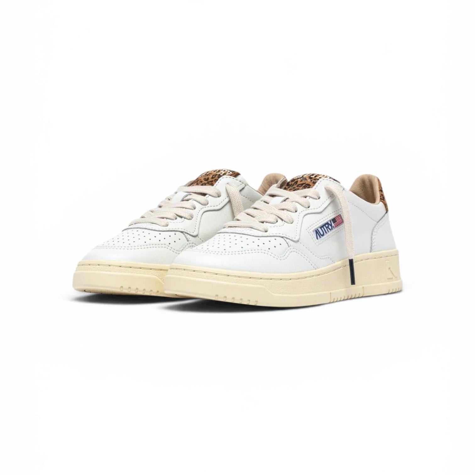 Autry Medalist Low Sneakers in White Leather and Leopard Suede - Steranko Clothing Manchester