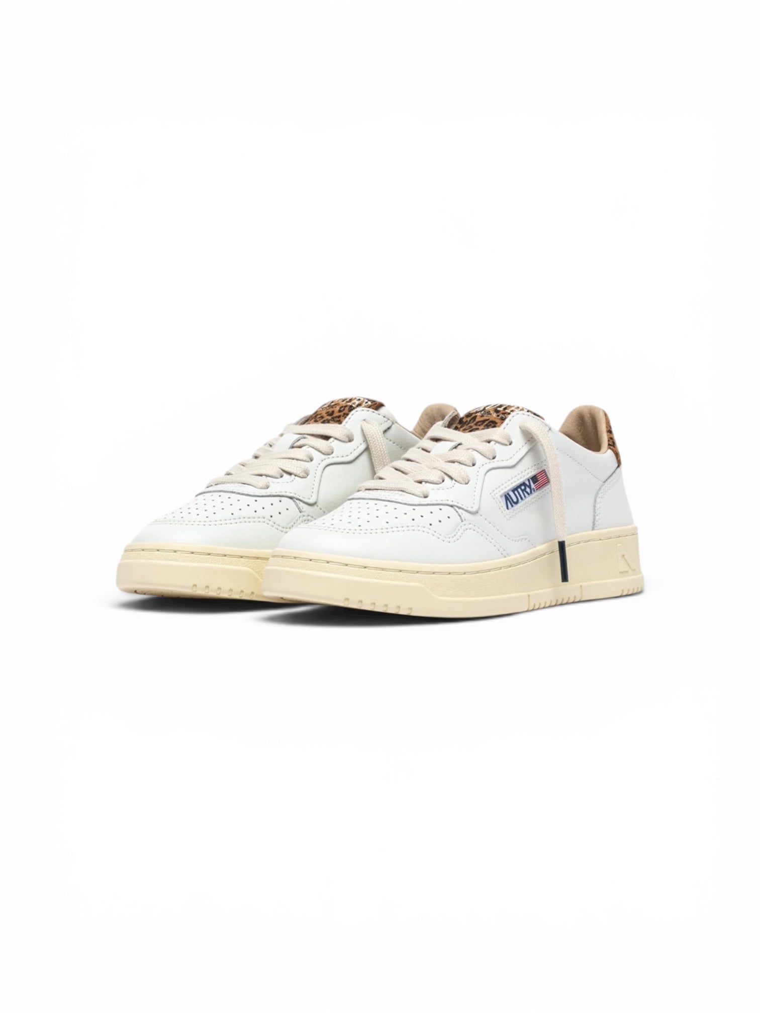 Autry Medalist Low Sneakers in White Leather and Leopard Suede - Steranko Clothing Manchester