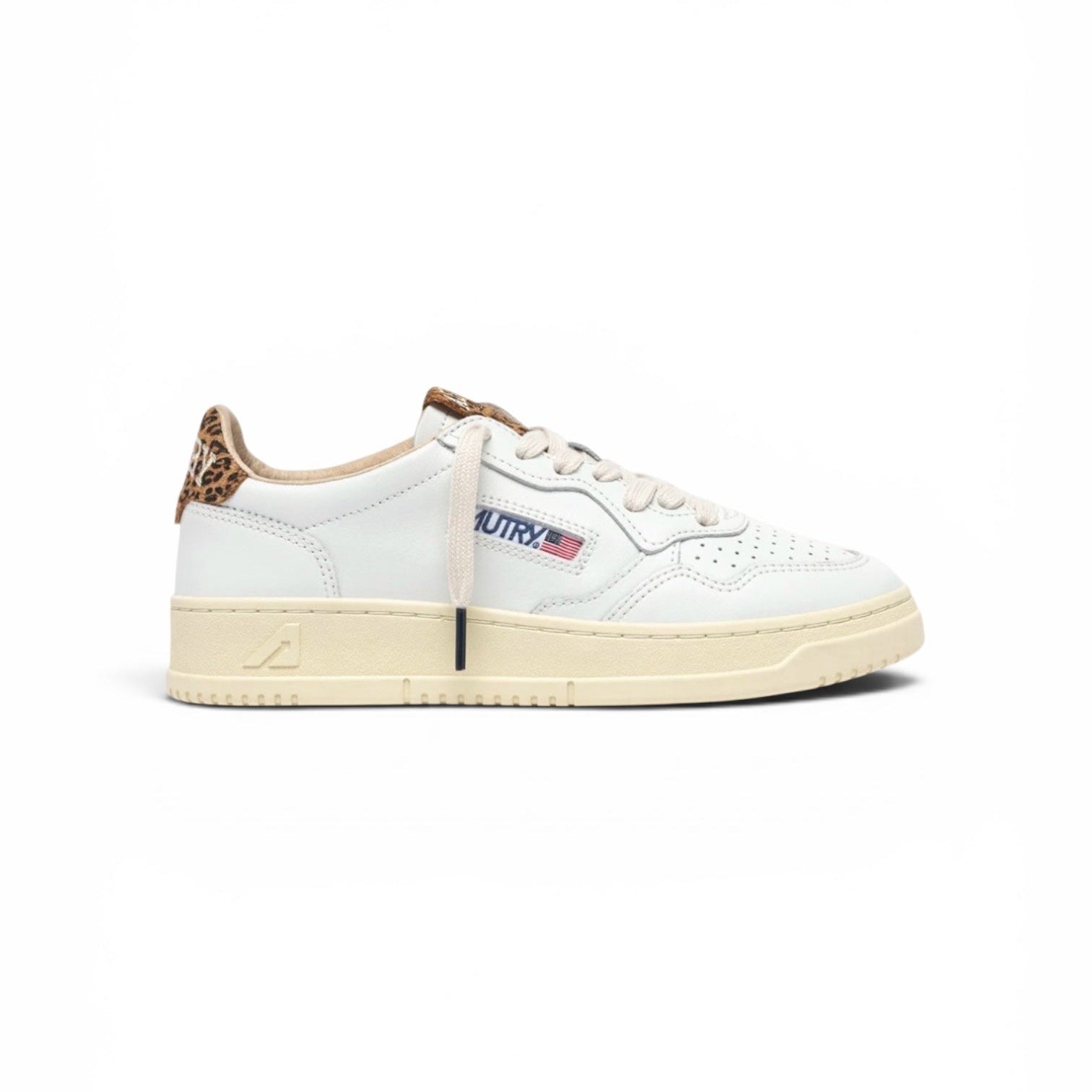 Autry Medalist Low Sneakers in White Leather and Leopard Suede - Steranko Clothing Manchester