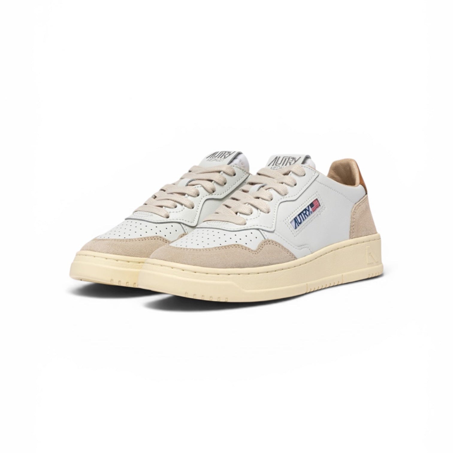 Autry Medalist Low Sneakers in White Leather and Lion Suede - Steranko Clothing Manchester