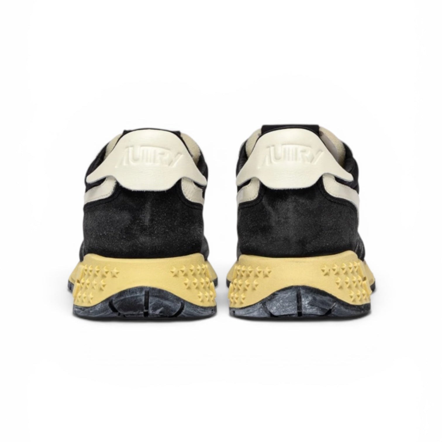 Autry Reelwind Low Sneakers in Black Sugar and Marshmallow Nylon and Suede - Steranko Clothing Manchester