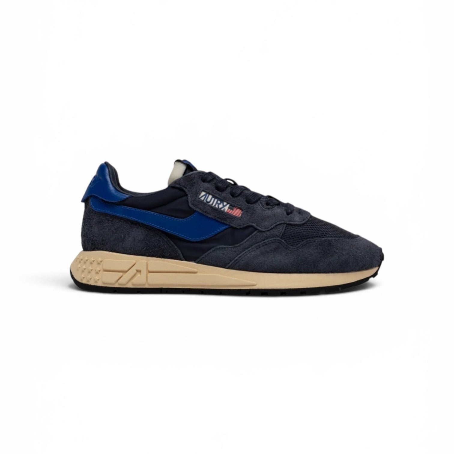 Autry Reelwind Low Sneakers in Space Blue and Lapis Blue Nylon and Suede - Steranko Clothing Manchester