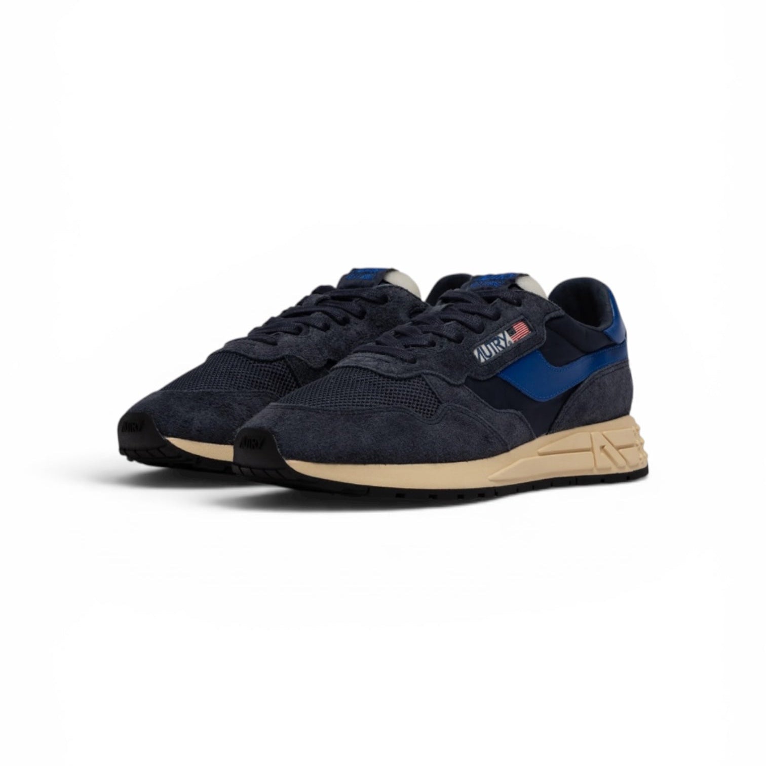 Autry Reelwind Low Sneakers in Space Blue and Lapis Blue Nylon and Suede - Steranko Clothing Manchester