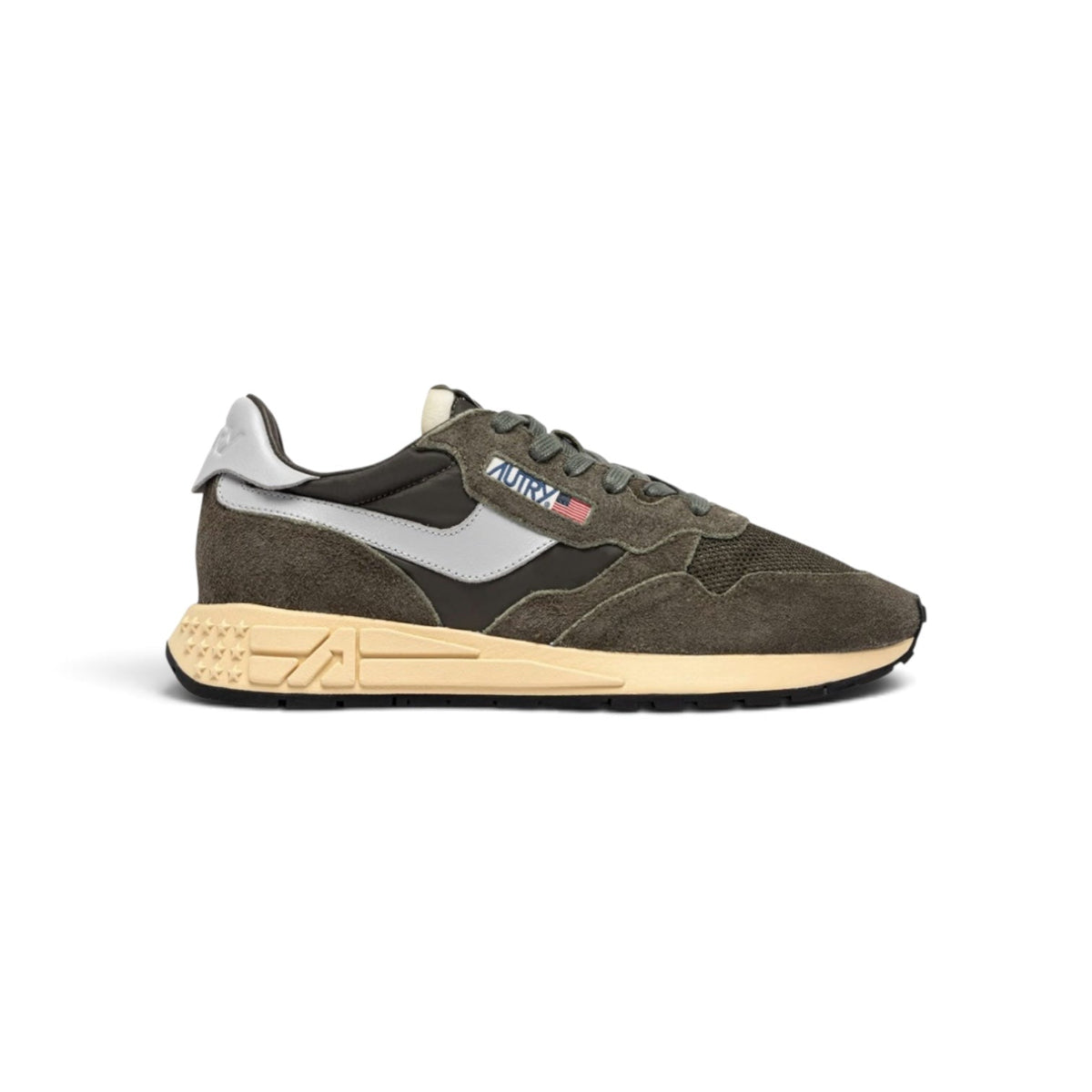 Autry Reelwind Low Sneakers Suede Olive Night / Harbour Mist - Steranko Clothing Manchester