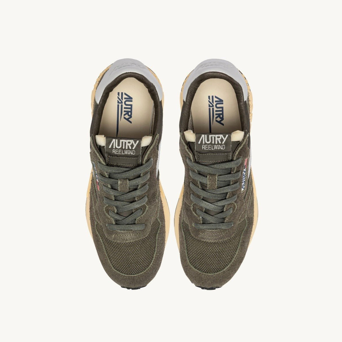 Autry Reelwind Low Sneakers Suede Olive Night / Harbour Mist - Steranko Clothing Manchester