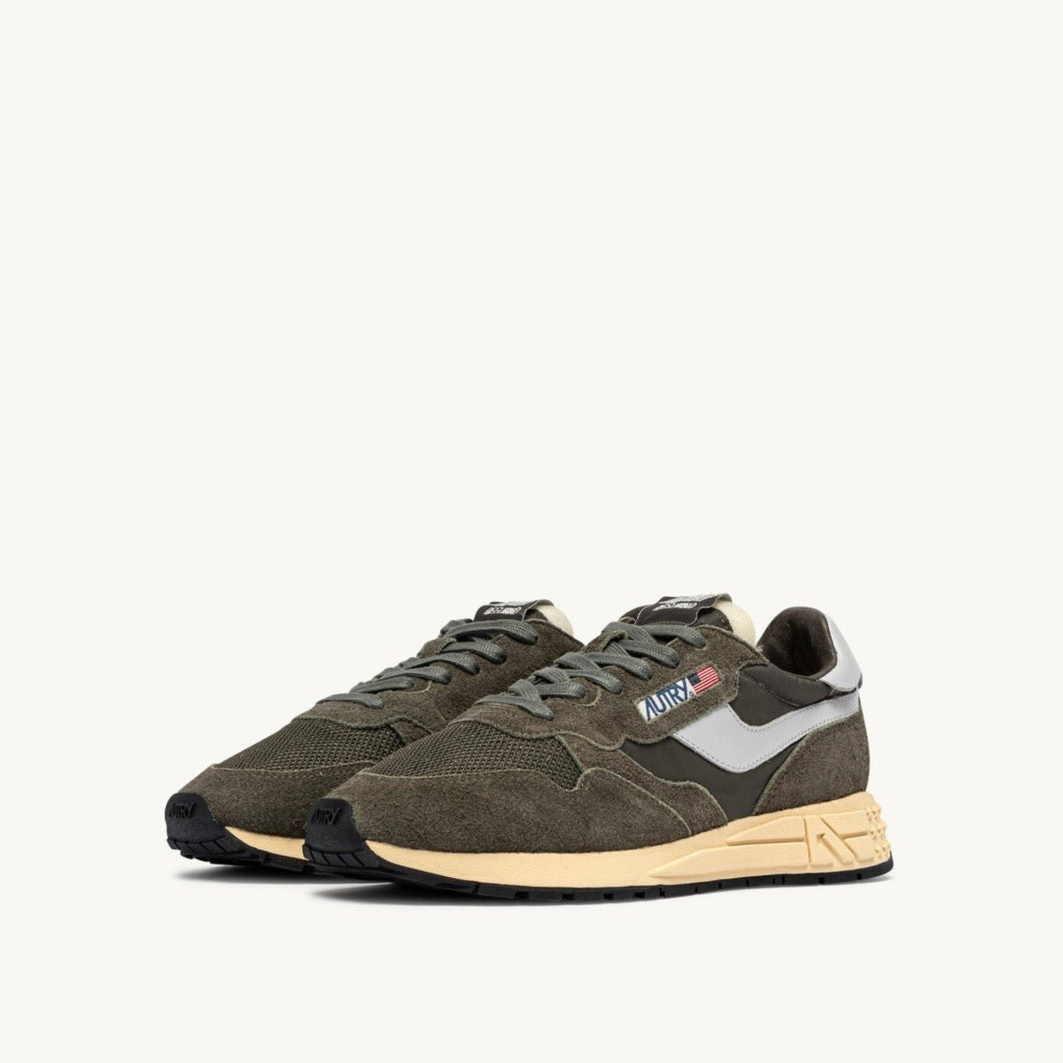 Autry Reelwind Low Sneakers Suede Olive Night / Harbour Mist - Steranko Clothing Manchester