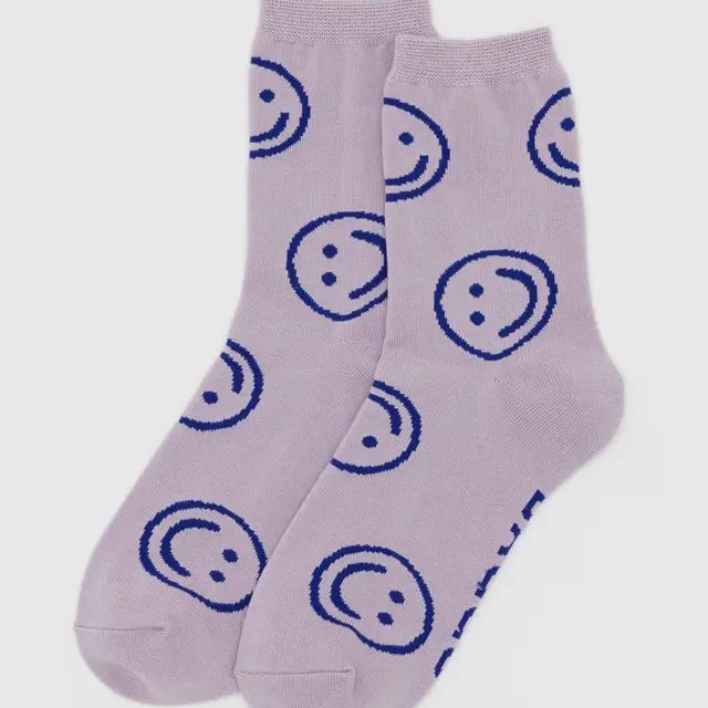 Baggu Crew Sock Dusty Pink Happy - Steranko Clothing Manchester