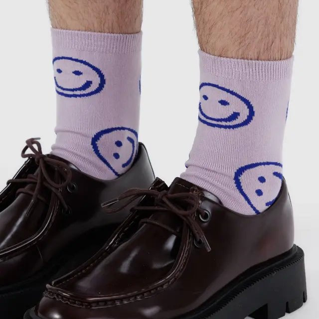 Baggu Crew Sock Dusty Pink Happy - Steranko Clothing Manchester
