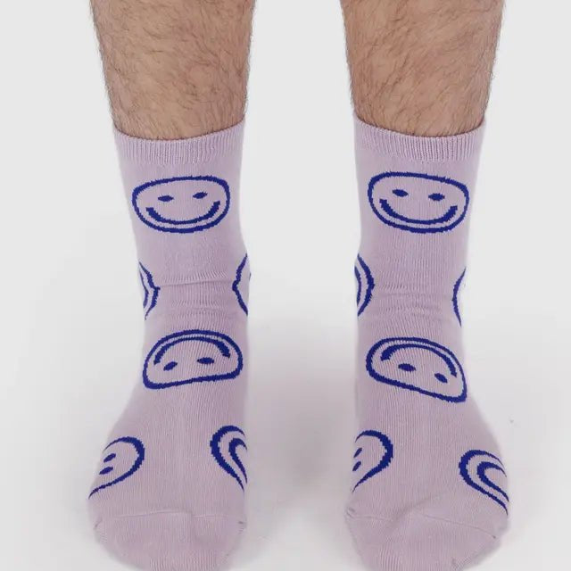 Baggu Crew Sock Dusty Pink Happy - Steranko Clothing Manchester