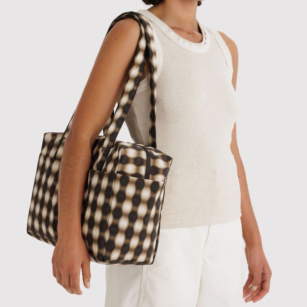 Baggu Everyday Cloud Bag Blurred Gingham Brown - Steranko Clothing Manchester