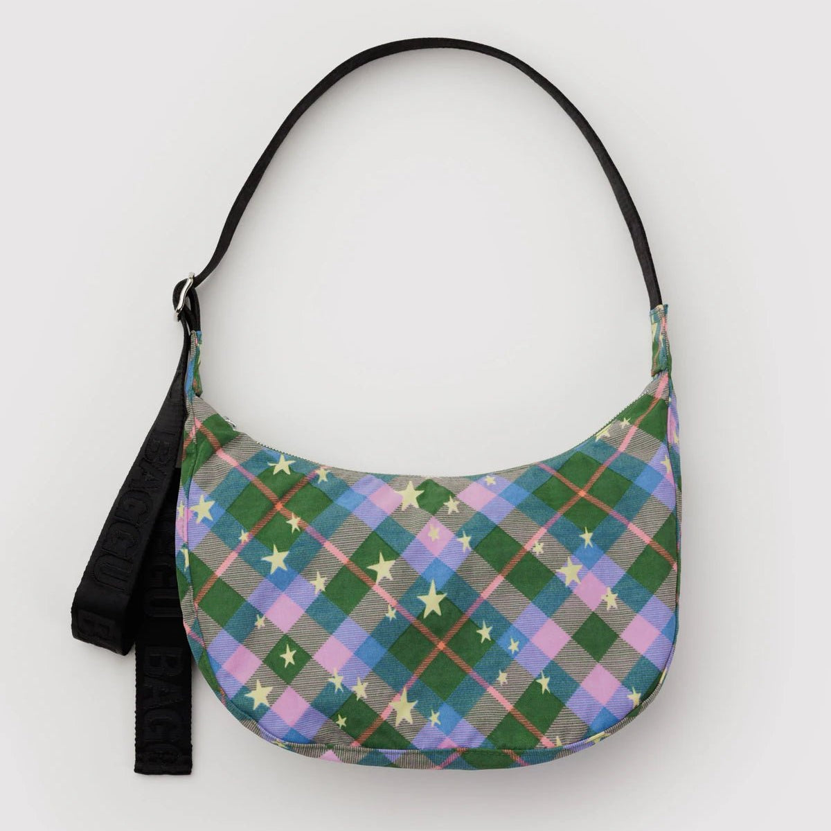 Baggu Medium Crescent Bag Green Star Plaid - Steranko Clothing Manchester