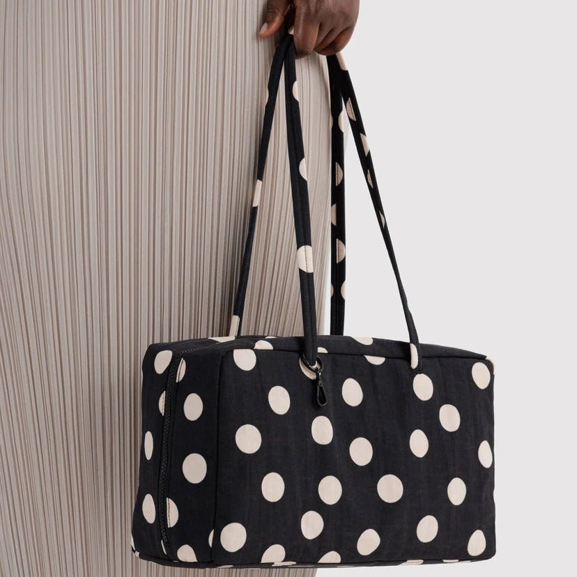Baggu Medium Nylon Bowler Bag Black/Cream Polka Dot - Steranko Clothing Manchester