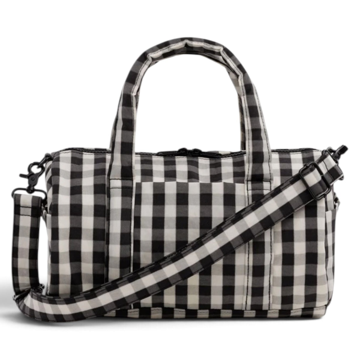 Baggu Nylon Duffle Bag Black/Cream Gingham - Steranko Clothing Manchester