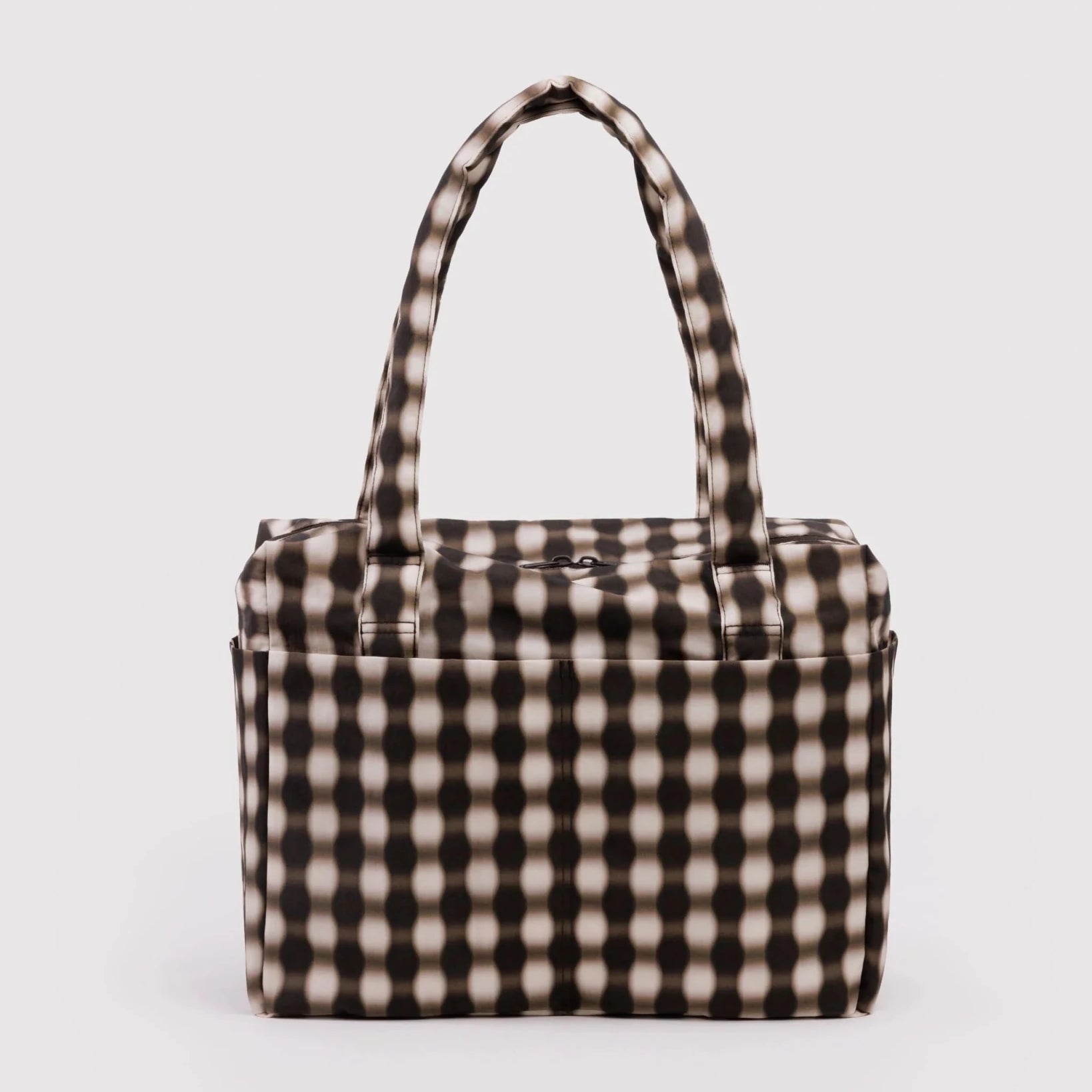 Baggu Small Cloud Carry On Bag Blurred Gingham Brown - Steranko Clothing Manchester