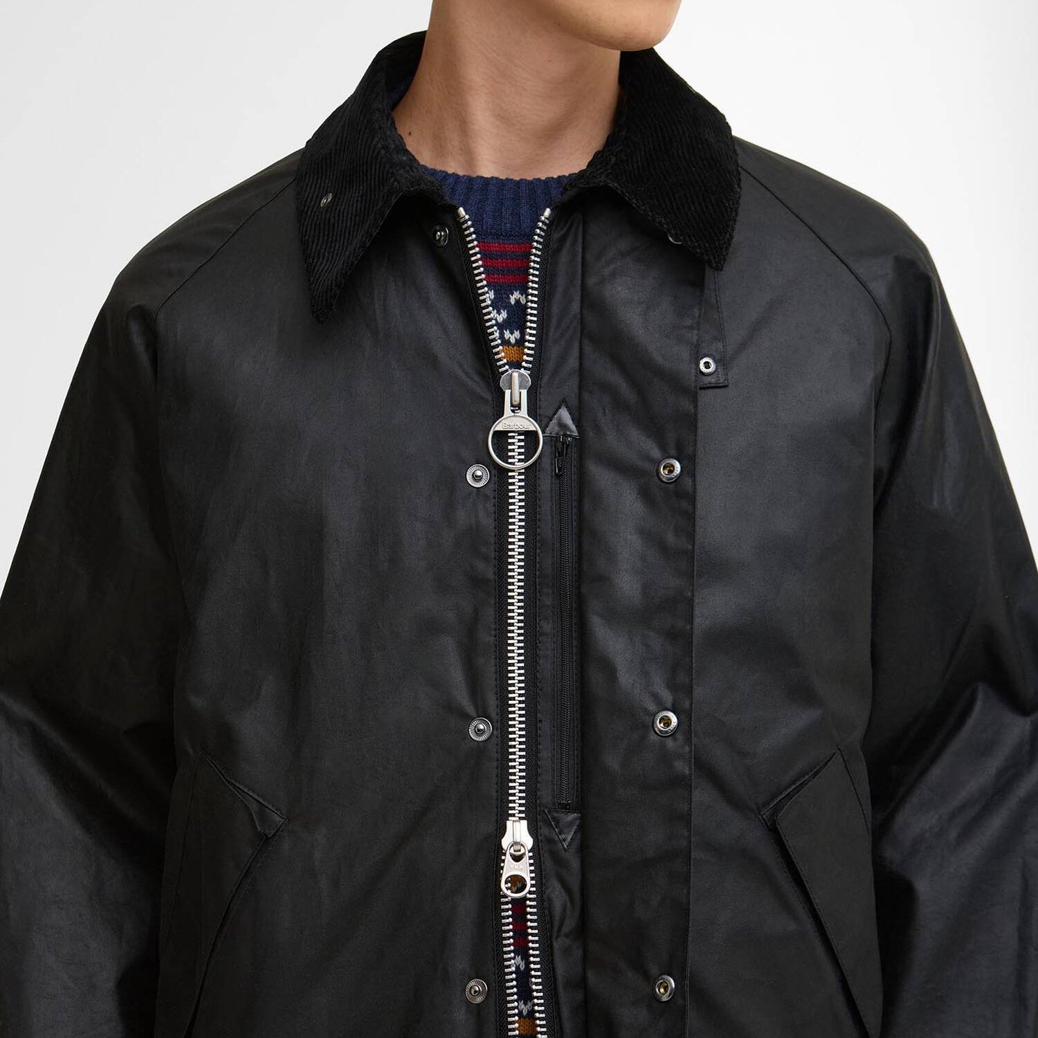 Barbour Oversized Transport Jacket Waxed Black - Steranko Clothing Manchester