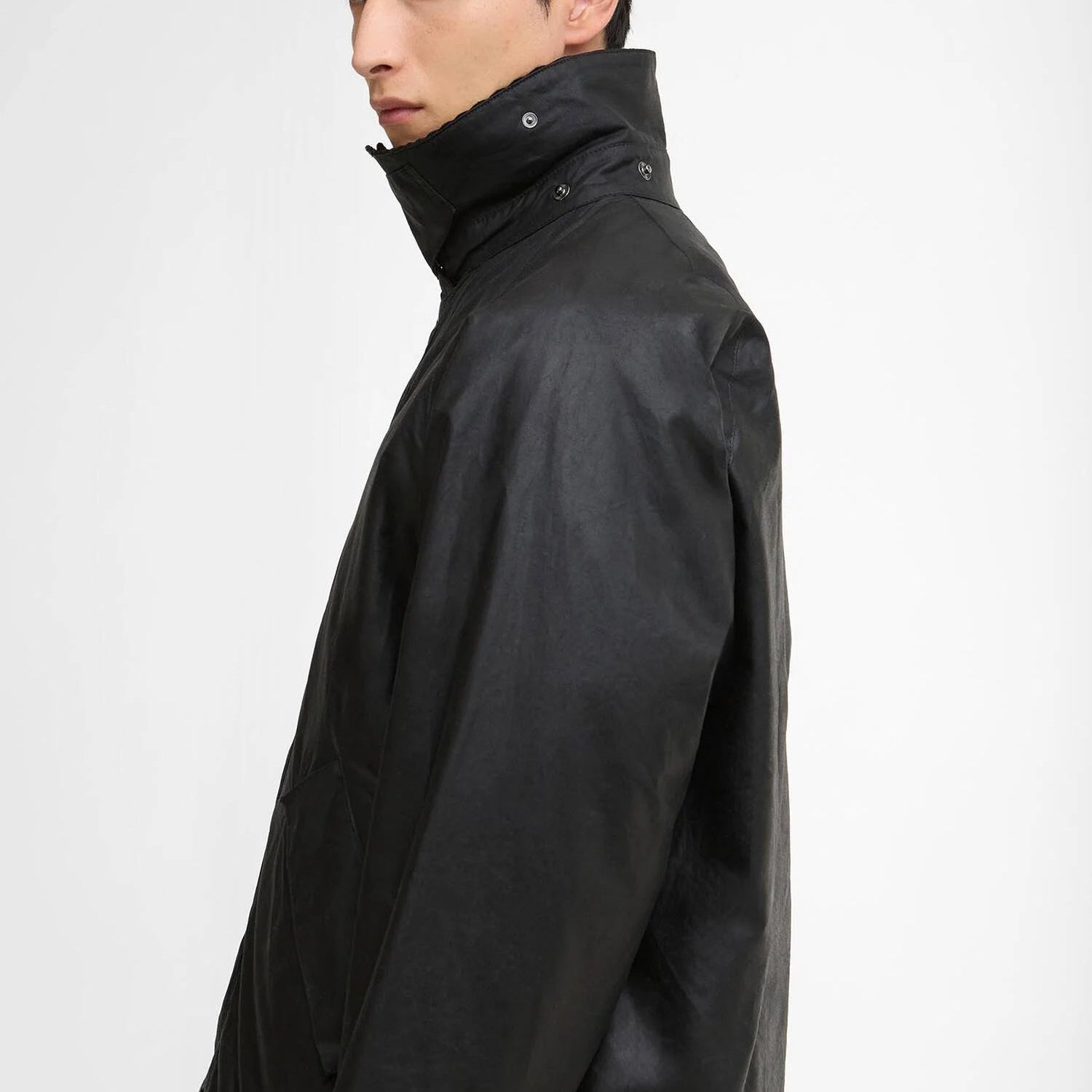 Barbour Oversized Transport Jacket Waxed Black - Steranko Clothing Manchester
