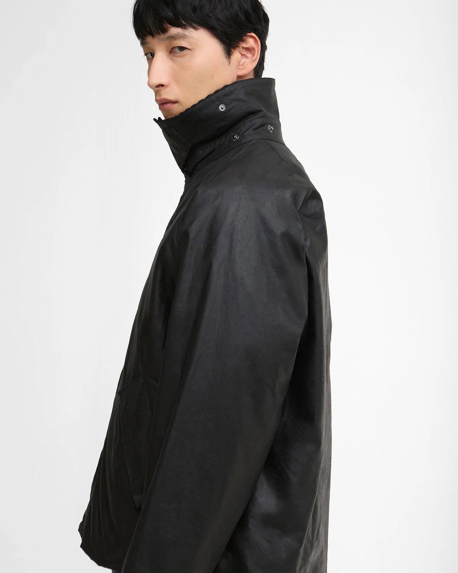 Barbour Oversized Transport Jacket Waxed Black - Steranko Clothing Manchester