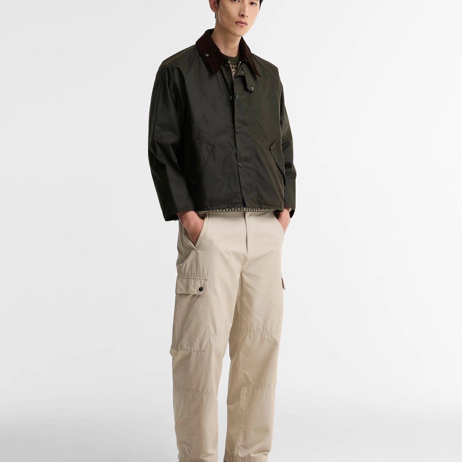 Barbour Oversized Transport Jacket Waxed Olive - Steranko Clothing Manchester
