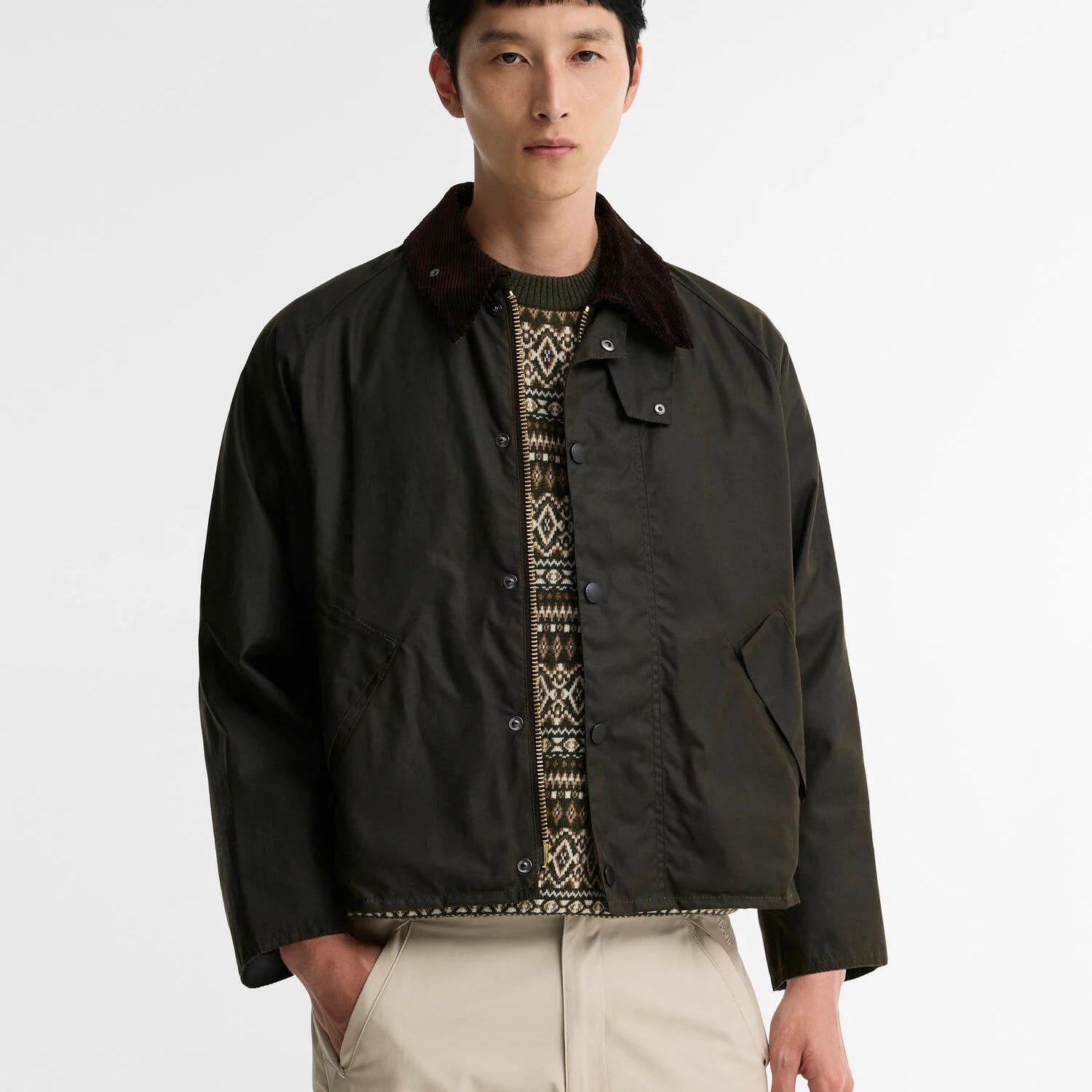 Barbour Oversized Transport Jacket Waxed Olive - Steranko Clothing Manchester