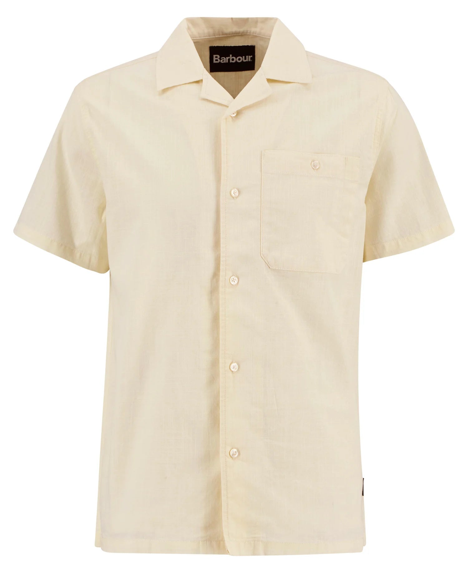 Barbour Parkvale Slub Relaxed Short - Sleeved Shirt Neutral - Steranko Clothing Manchester