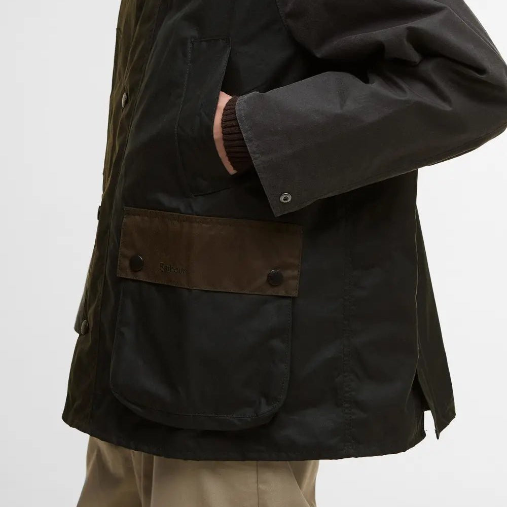 Barbour Patchwork Oversized Bedale Waxed Jacket Sage Multi - Steranko Clothing Manchester