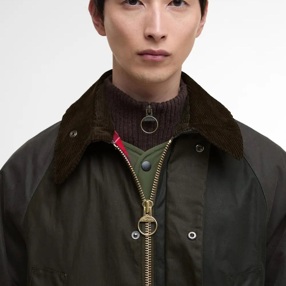 Barbour Patchwork Oversized Bedale Waxed Jacket Sage Multi - Steranko Clothing Manchester