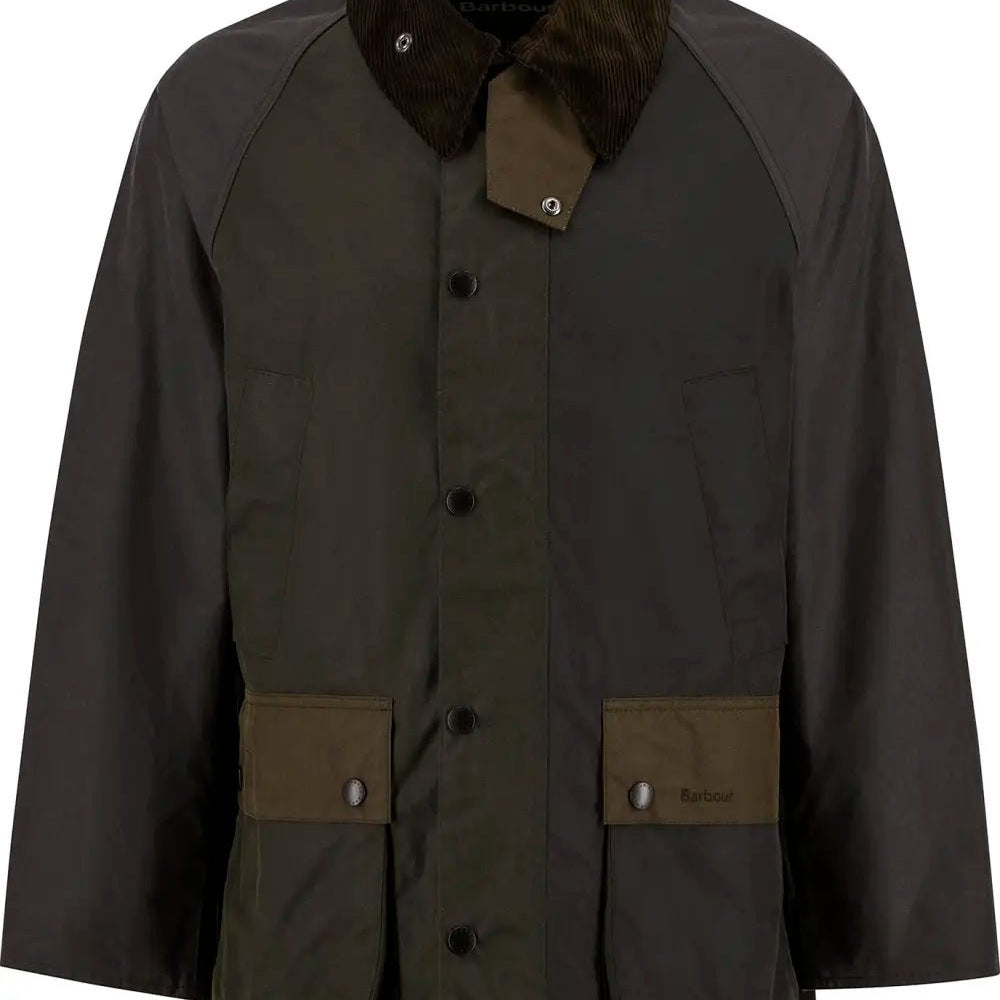 Barbour Patchwork Oversized Bedale Waxed Jacket Sage Multi - Steranko Clothing Manchester