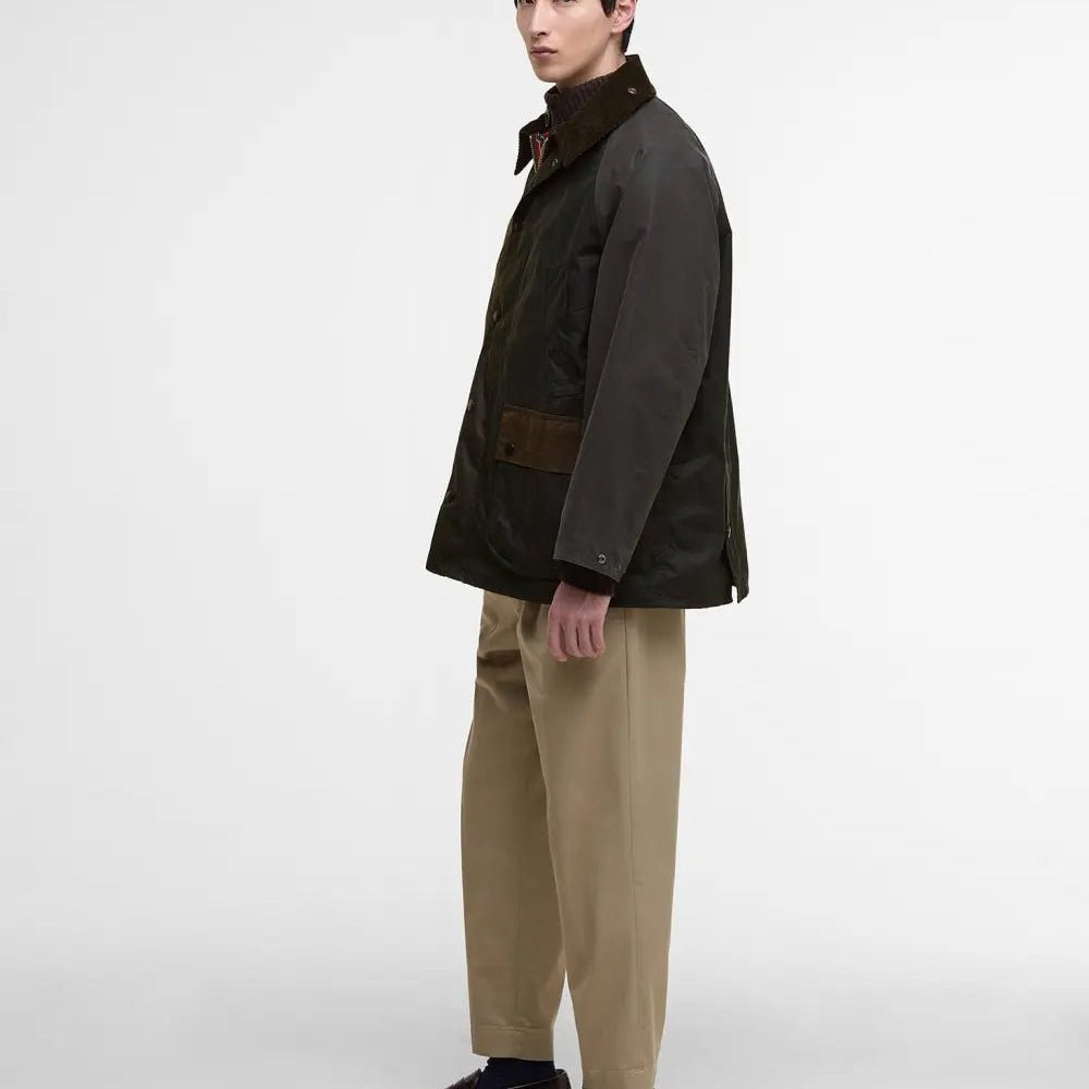 Barbour Patchwork Oversized Bedale Waxed Jacket Sage Multi - Steranko Clothing Manchester