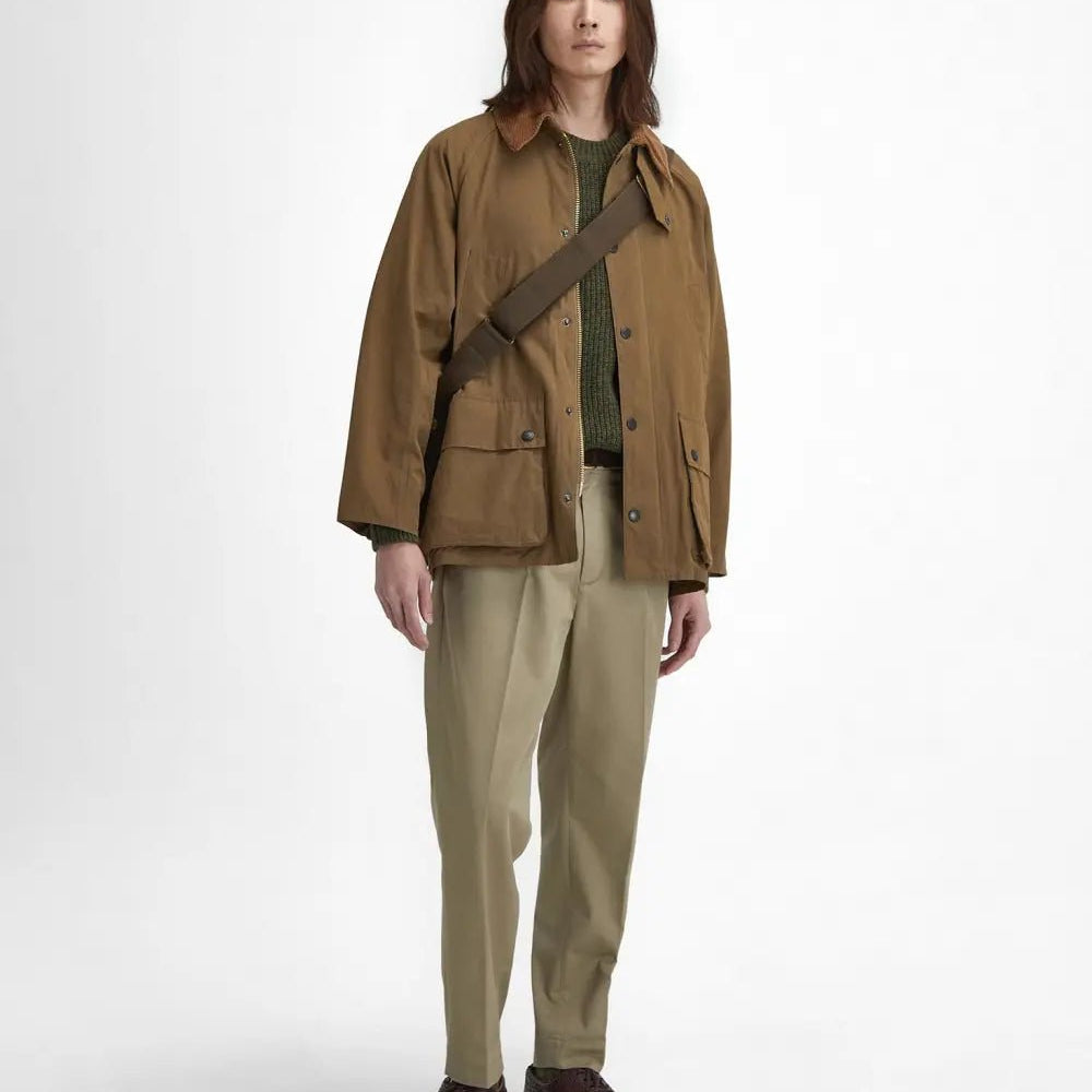 Barbour Peached Oversized Bedale Casual Jacket Dark Sand - Steranko Clothing Manchester