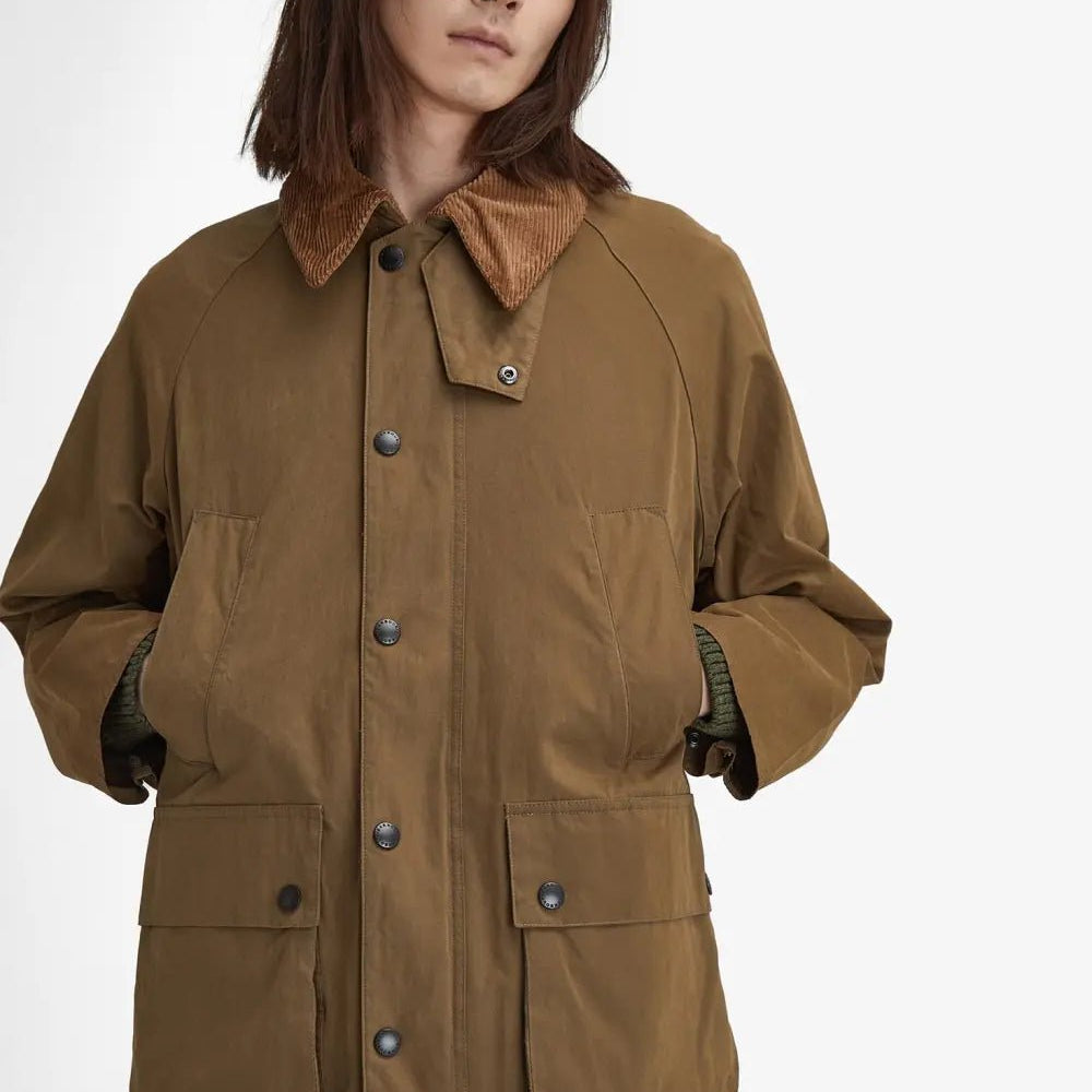 Barbour Peached Oversized Bedale Casual Jacket Dark Sand - Steranko Clothing Manchester