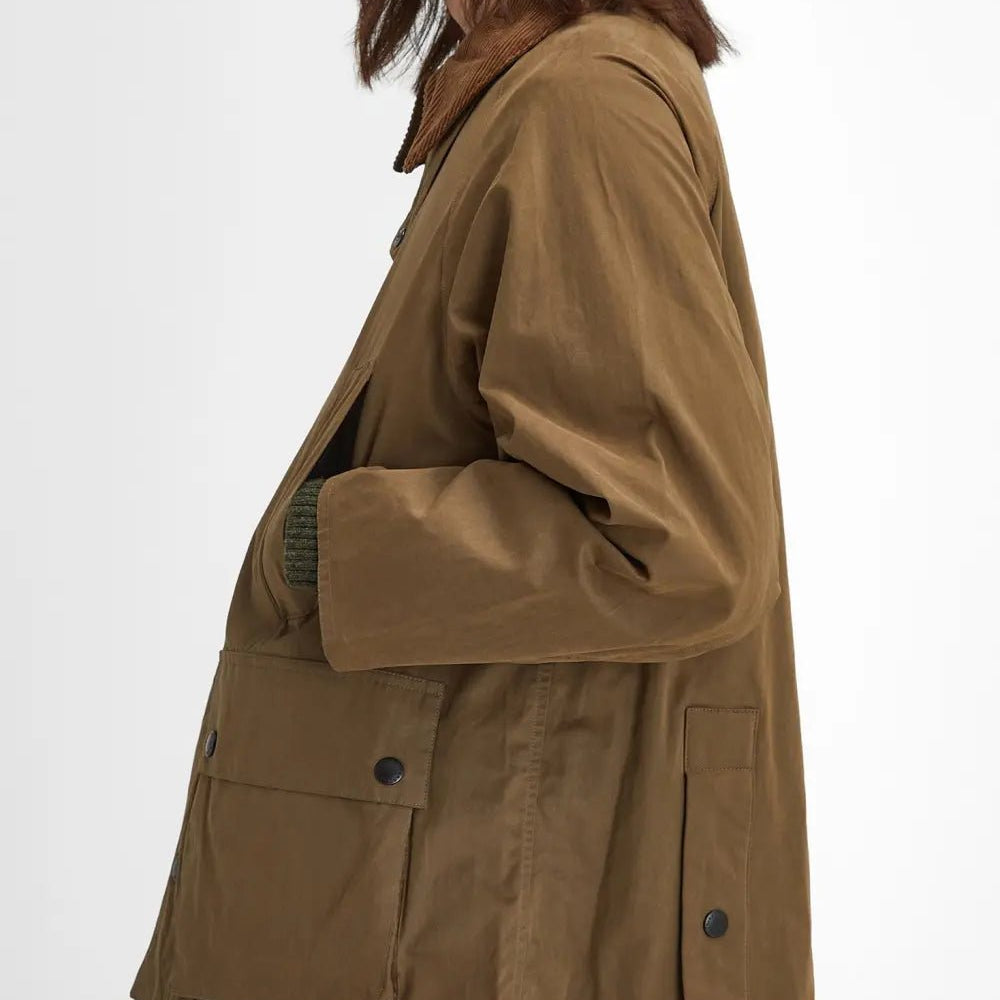 Barbour Peached Oversized Bedale Casual Jacket Dark Sand - Steranko Clothing Manchester