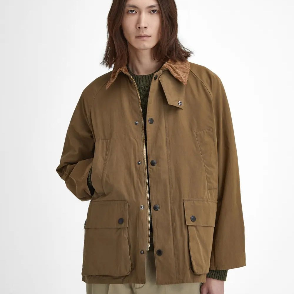 Barbour Peached Oversized Bedale Casual Jacket Dark Sand - Steranko Clothing Manchester