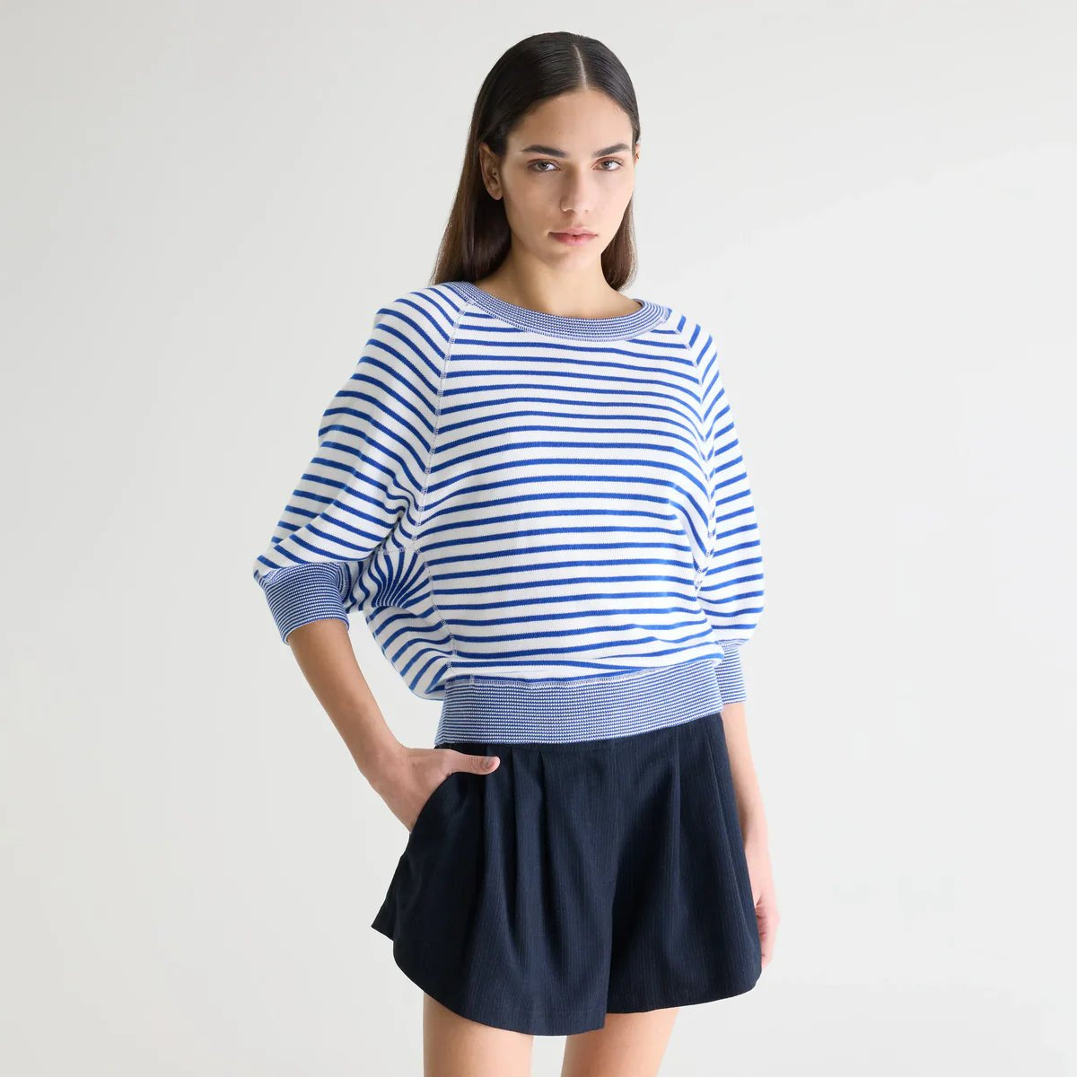 Bellerose Anglet Striped Crewneck Sweater Gitane/Vintage White - Steranko Clothing Manchester