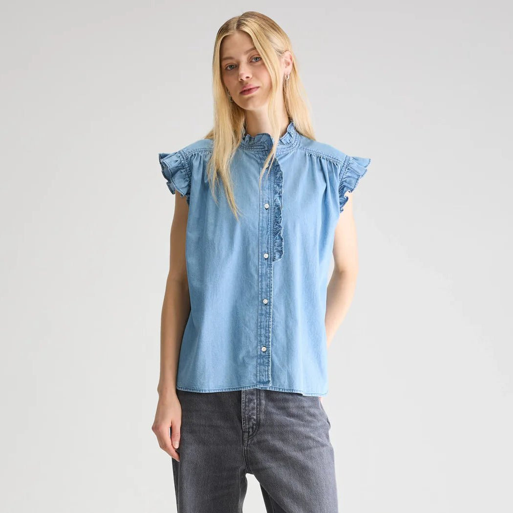Bellerose Coyote Sleeveless Blouse Chambray - Steranko Clothing Manchester