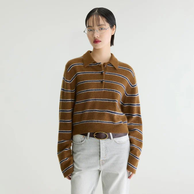 Bellerose Dussyr Striped Polo Sweater Stripe E - Steranko Clothing Manchester