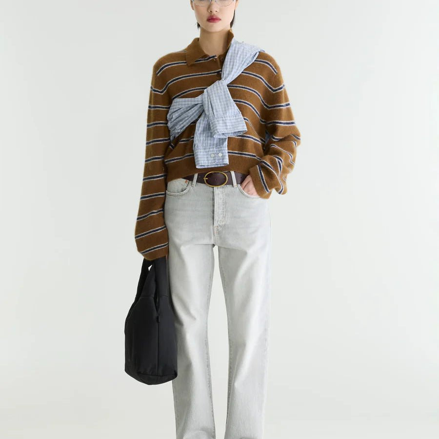Bellerose Dussyr Striped Polo Sweater Stripe E - Steranko Clothing Manchester