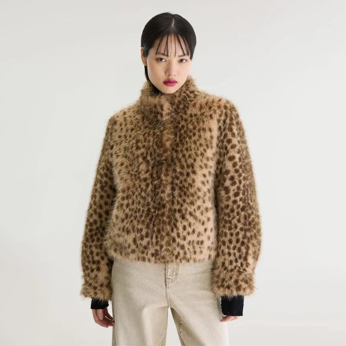 Bellerose Enjoy Faux Fur Jacket Leopard Print - Steranko Clothing Manchester