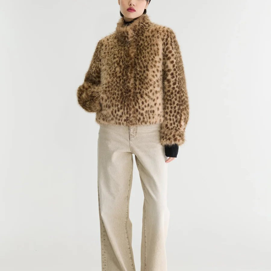 Bellerose Enjoy Faux Fur Jacket Leopard Print - Steranko Clothing Manchester