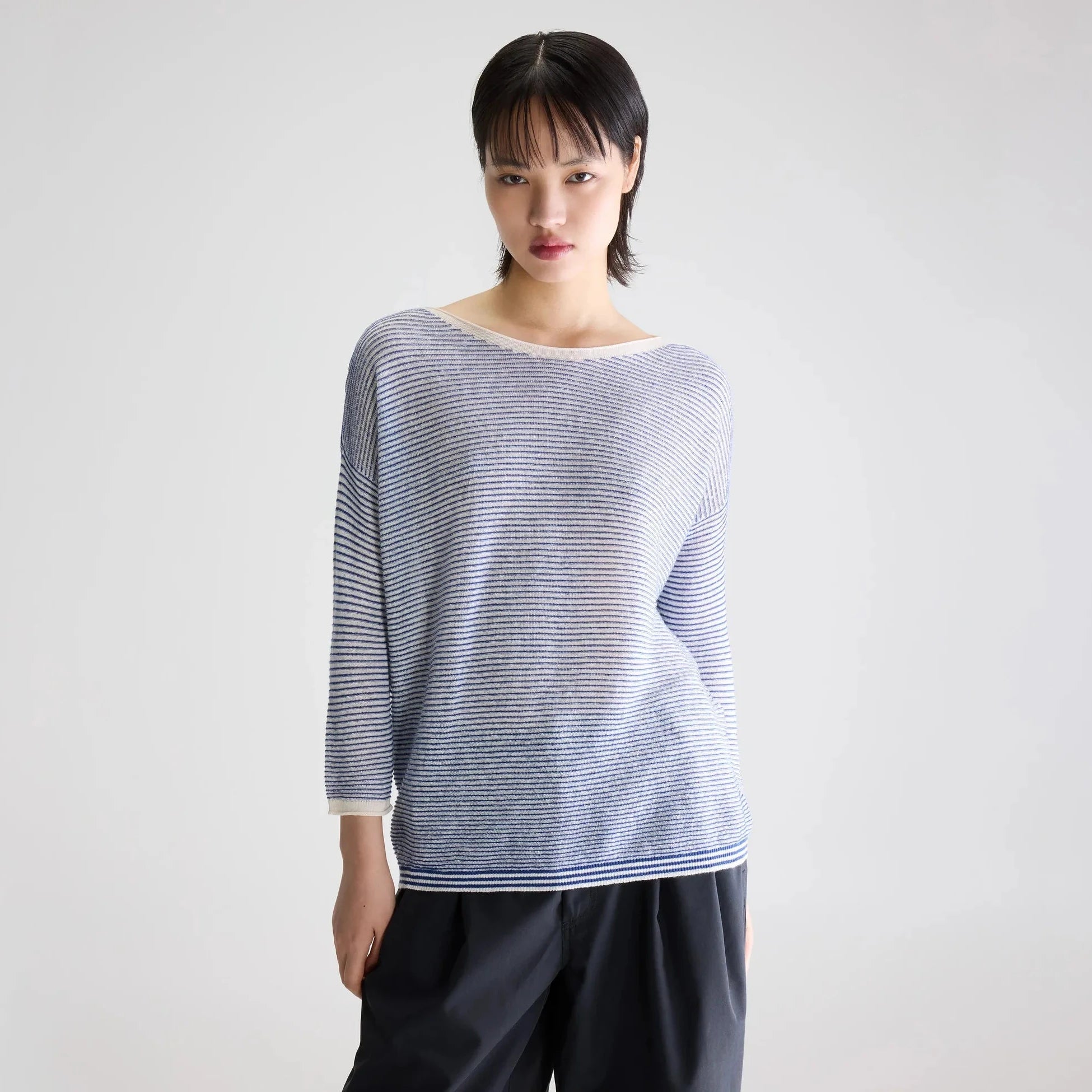 Bellerose Neep Boat Neck Sweater Stripe A - Steranko Clothing Manchester