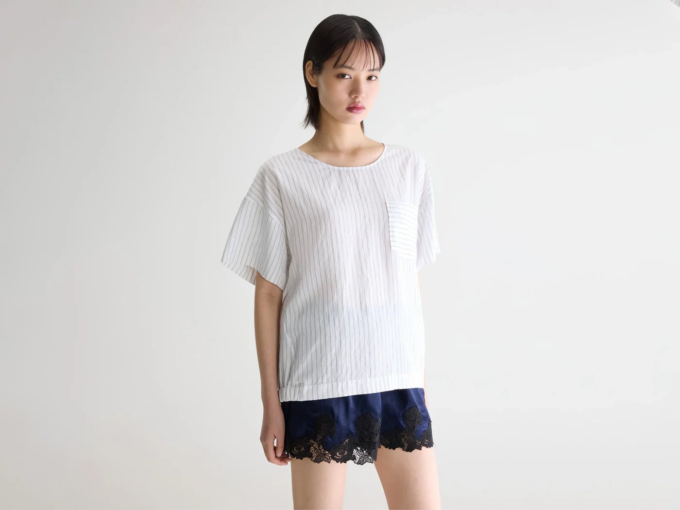 Bellerose Soleil Short Sleeve Blouse Stripe A - Steranko Clothing Manchester